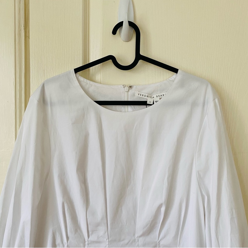 $498 NWT Veronica Beard White Torres Long Sleeve Stretchy Pleated Mini Dress 14 - Picture 4 of 14